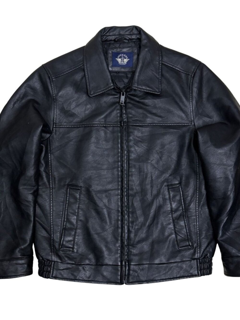 DOCKERS Vegan Faux Leather Coat Bomber Lined Jacket Mens Small